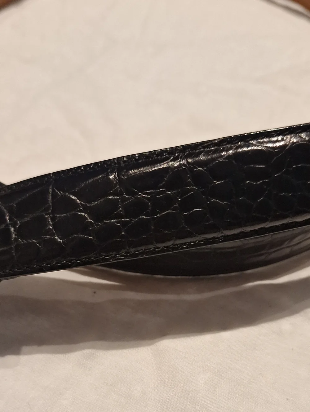 Lauren Ralph Lauren Women's Black Croc Embossed Leather Belt